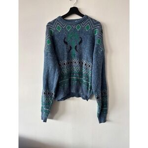Vintage McGregor Sweater Mens Large Blue Fair Isle Acrylic Knit‎ Pullover 90s